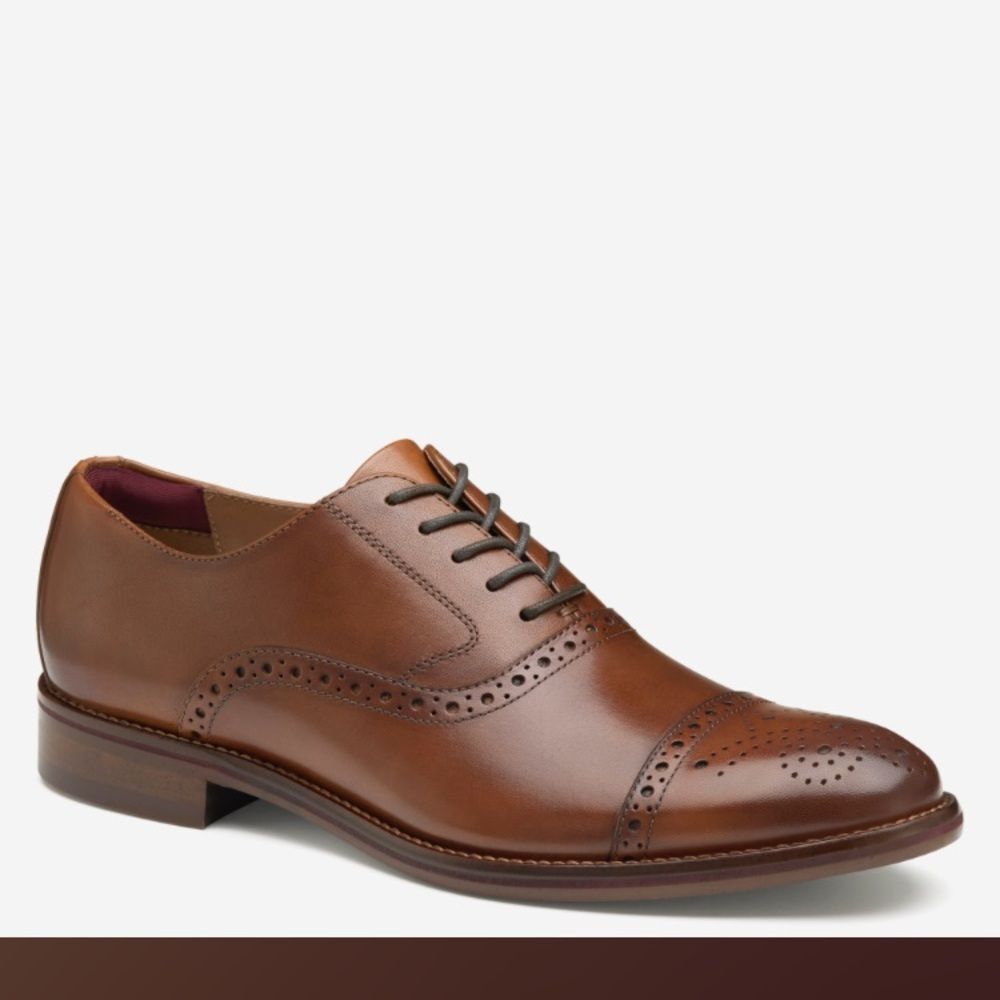 Johnston & Murphy 100% Leather Brown Conard 2.0 Cap Toe Loafer Shoes 10.5